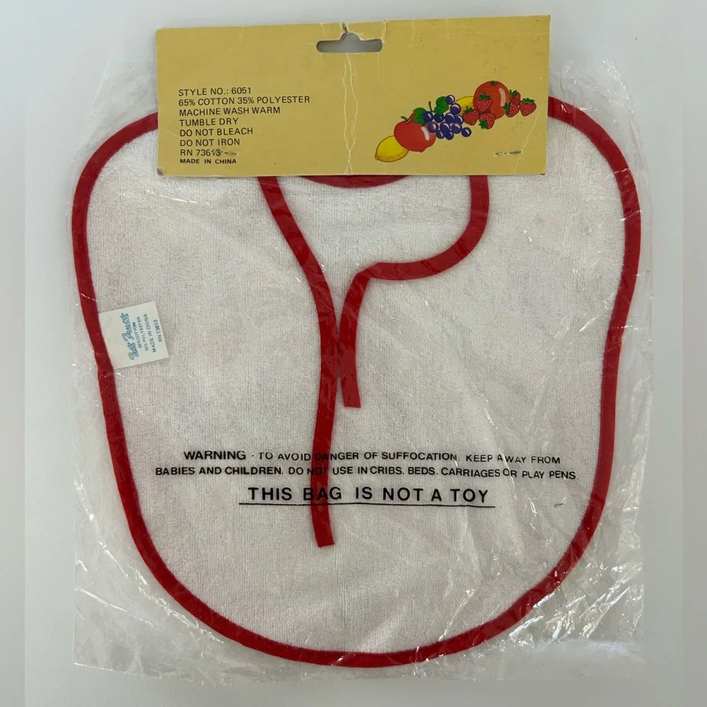 🦋 5/$25 - Tuti Fruiti Baby Bib Vintage - NWT - Clock Print on the Front